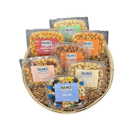 A Little Nutty basket: seven tubs of Marks Trading Company nuts and trail mix